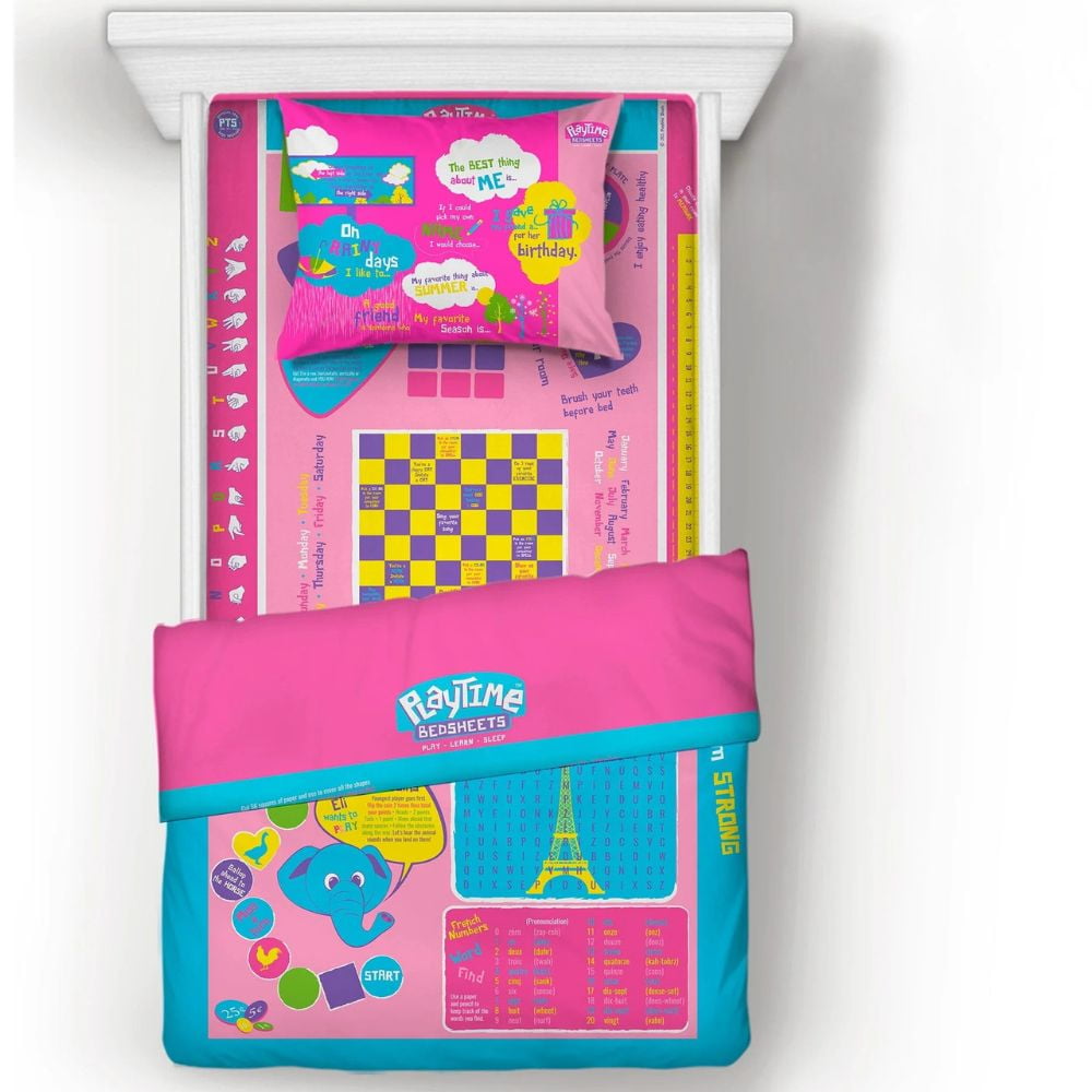Playtime Edventures ptbspt Bed Sheets, Pink - Twin Size