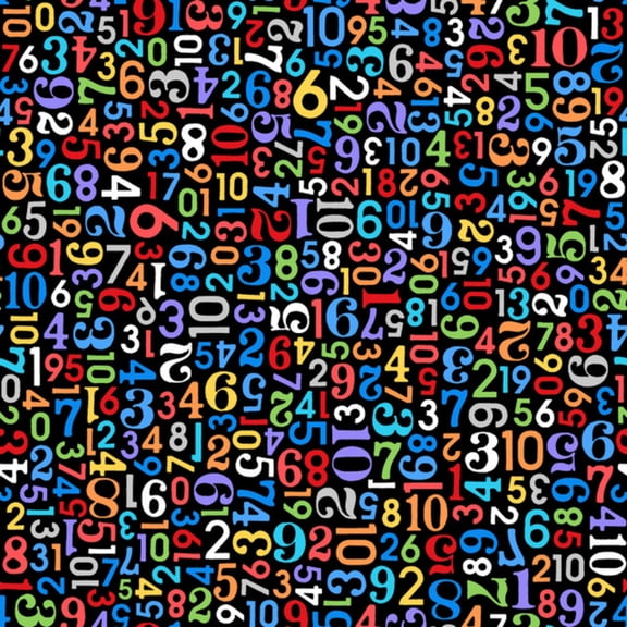 Playtime Numbers Black Flannel Fabric