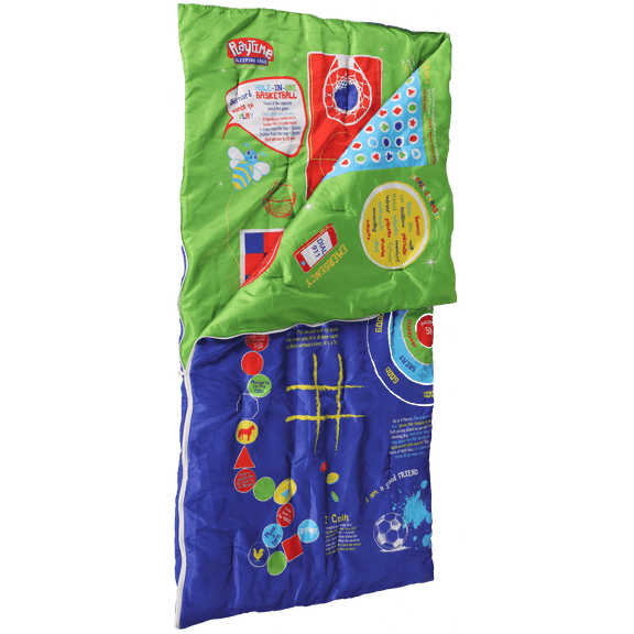 Playtime Premium Ultra-Soft Microfiber, Reversible. All in 1 Kids, Toddler Sleep & Play Gaming Nap Mat / Sleeping Slumber Bag Bed Cover For Kids Daycare, Pre-School. Over 35 Fun Games. Blue/Green