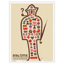 Playtime - Starring Jacques Tati as Monsieur Hulot - Vintage Polish Film Movie Poster by Jerzy Flisak c.1967 - Master Art Print (Unframed) 9in x 12in