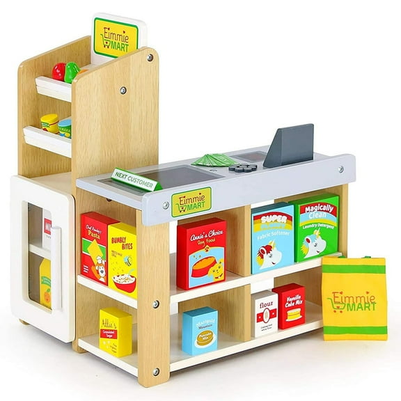 Playtime by Eimmie Wood Grocery Store Playset w/ Accessories for 18" Dolls