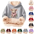thumbnail image 1 of Playtopia Big Kids Sherpa Lined Pullover Hoodie Scarf Highland Cow Winter Animal Graphic Cotton Blend Warm Sweatshirt Multi Color 1PC, 1 of 5