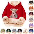 thumbnail image 1 of Playtopia Big Kids Sherpa Lined Pullover Hoodie Scarf Highland Cow Winter Animal Graphic Cotton Blend Warm Sweatshirt Multi Color 1PC, 1 of 5