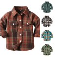 thumbnail image 1 of Playtopia Boys Jacket, Plaid Flannel Fall Jacket For Boys, Long‑Sleeve Button‑Up Boys Outerwear, Youth Boys Shirt Coat With Chest Pockets, 1 Piece, S‑XL, 1 of 3