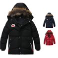 thumbnail image 1 of Playtopia Boys Winter Coat, Boys Jacket, Hooded Quilted Coat, Boys Outerwear, Boys Fall Jacket, Badge Graphic Parka, 1 Piece, Sizes 100â120, 1 of 4