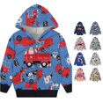 thumbnail image 1 of Playtopia Boys Zip Up Hoodie, Construction Vehicle Graphic Full‑Zip Long Sleeve Sweatshirt Jacket For Youth Big‑Kids Boys Girls, Multiple Prints & Colors Available, 1pc, Sizes 110‑160, 1 of 4