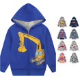 thumbnail image 1 of Playtopia Boys Zip Up Hoodie, Construction Vehicle Graphic Full‑Zip Long Sleeve Sweatshirt Jacket For Youth Big‑Kids Boys Girls, Multiple Prints & Colors Available, 1pc, Sizes 110‑160, 1 of 4