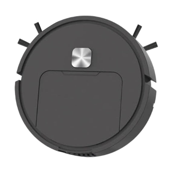 Playtopia Compact Automatic Robotic Floor Sweeper Multi Surface Edge Cleaner with Rotating Side Brushes for Kitchen Living Room 1pc 17x7cm Black White
