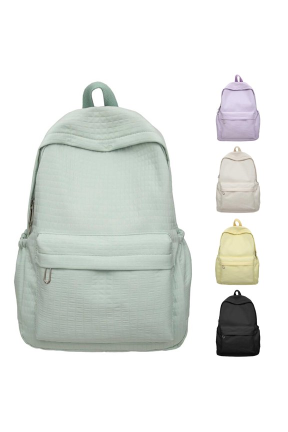 Ins Style Plaid Backpack Large Capacity Casual Nylon Daypack for Daily Travel 1pc 5 Colors