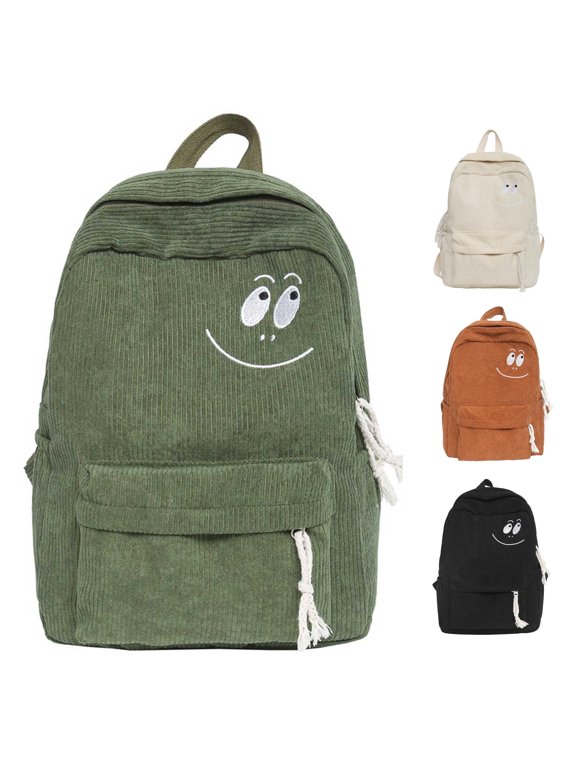 Korean Style Corduroy Backpack Minimalist Versatile Casual Daypack for Daily Use 1pc 4 Colors