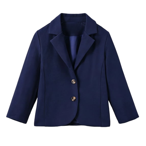 Playtopia Youth Boys Girls Solid Color Lapel Blazer Lightweight School Uniform Jacket Two Button Casual Outerwear Black Navy Sizes 100 110 120 130 140 Big-Kids Daily Wear