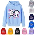 thumbnail image 1 of Playtopia Youth Glitter Star 67 SIX SEVEN Graphic Hooded Pullover 350g Polyester Long Sleeve Kangaroo Pocket Casual Sweatshirt 1PC Big Kids Sizes 100-160, 1 of 4