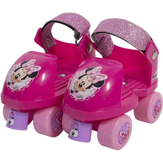 Playwheels Minnie Mouse Kids Glitter Rollerskate, Junior Size 612 with