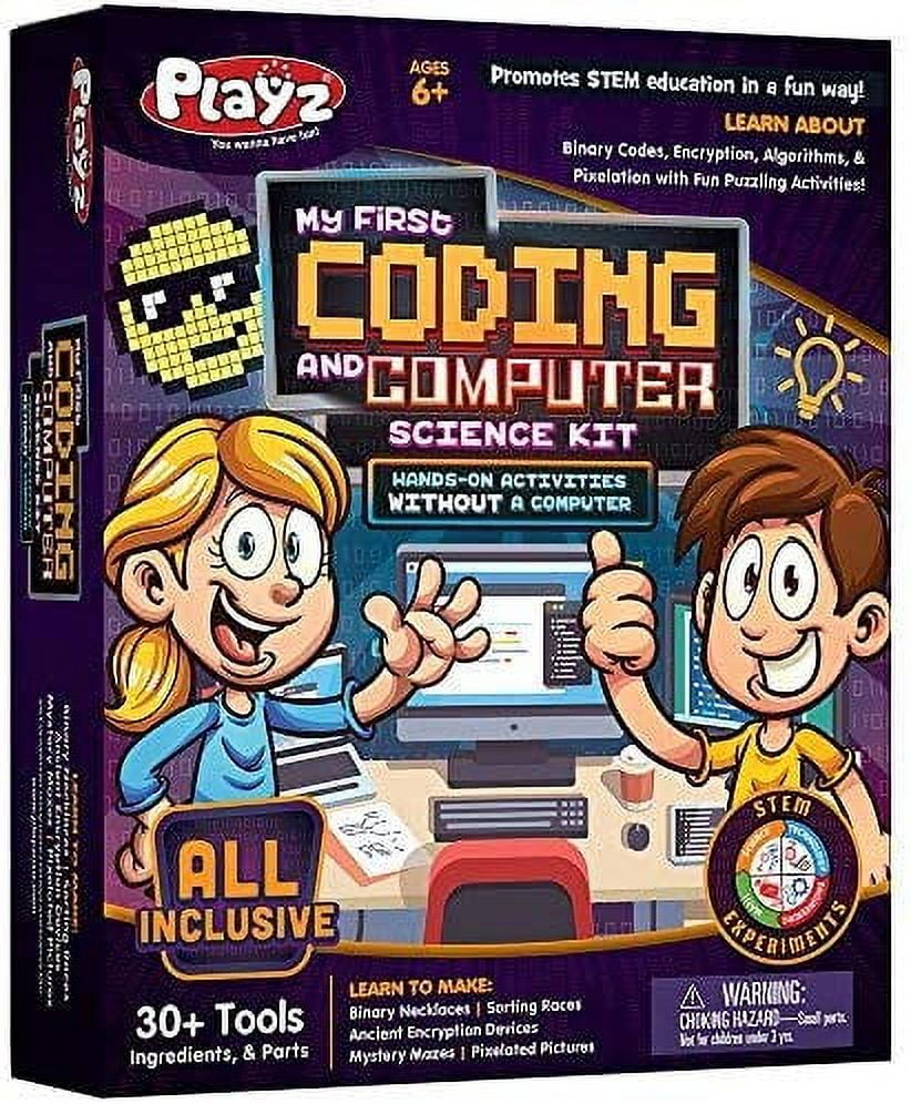 Playz My First Coding Computer Science Kit Learn About Binary Codes Encryption Algorithms Pixelation Through Fun Puzzling Activities Without Using a Computer for Boys Girls Teenagers Kids Walmart