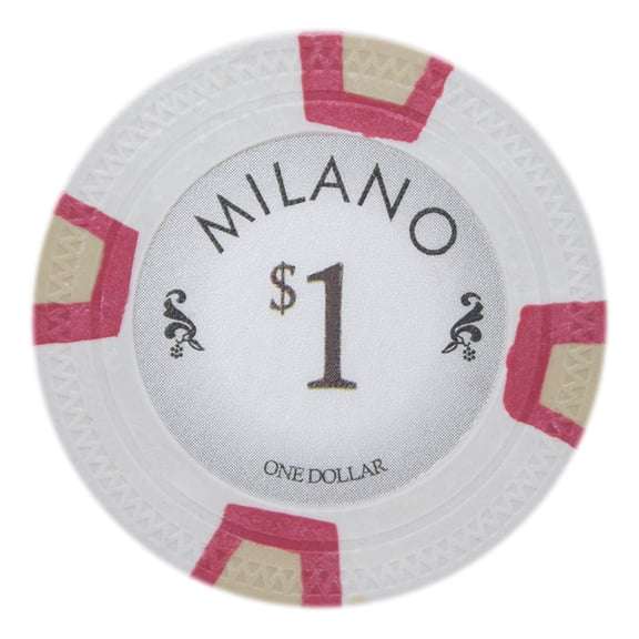 Playzaic 10-gram Milano Poker Chips (50-pack) Real Clay Set ($1 White)