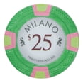 thumbnail image 1 of Playzaic 10-gram Milano Poker Chips (50-pack) Real Clay Set ($25 Green), 1 of 5