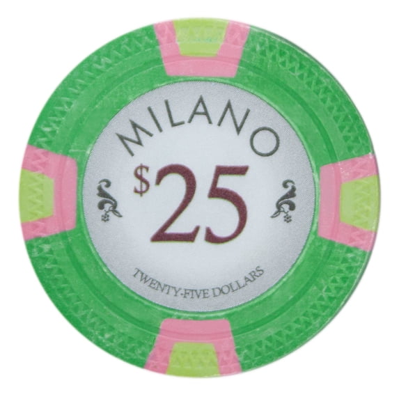 Playzaic 10-gram Milano Poker Chips (50-pack) Real Clay Set ($25 Green)