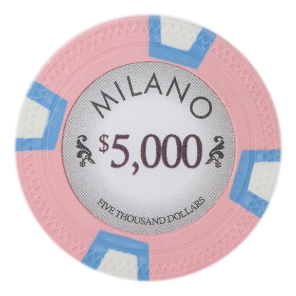 Playzaic 10-gram Milano Poker Chips (50-pack) Real Clay Set ($5,000 Pink)