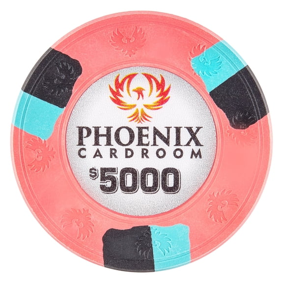 Playzaic 10-gram Phoenix Poker Chips (50-pack) Real Clay Set ($5,000 Pink)