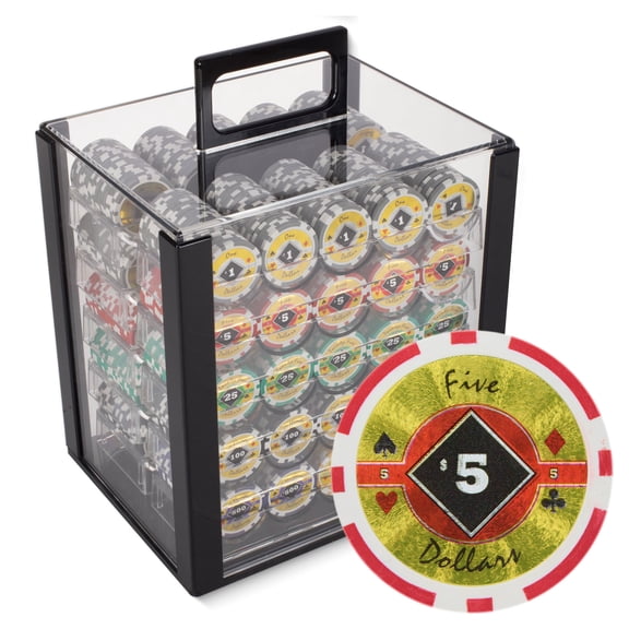 Playzaic 1000-piece Acrylic Black Diamond Poker Chip Case - 14-gram Heavy Clay Composite Set
