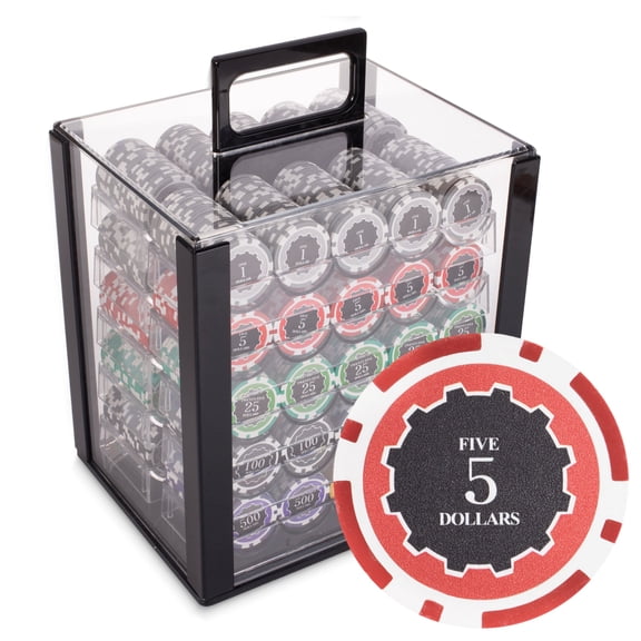 Playzaic 1000-piece Acrylic Eclipse Poker Chip Case - 14-gram Heavy Clay Composite Set