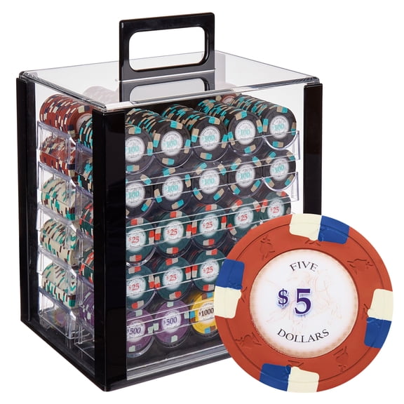 Playzaic 1000-piece Acrylic Poker Knights Poker Chip Case - 13.5-gram Heavy Clay Composite Set