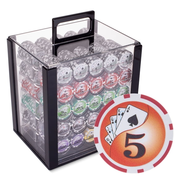 Playzaic 1000-piece Acrylic Yin Yang Poker Chip Case - 14-gram Heavy Clay Composite Set