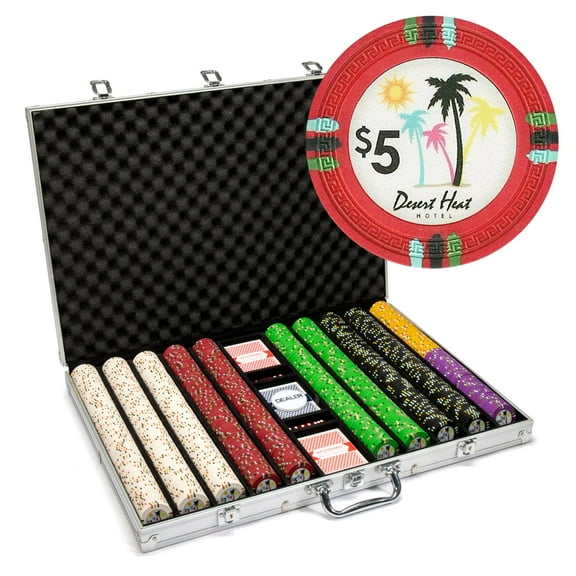 Playzaic 1000-piece Aluminum Desert Heat Poker Chip Case - 13.5-gram Heavy Clay Composite Set