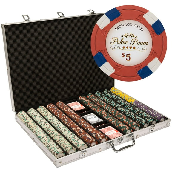 Playzaic 1000-piece Aluminum Monaco Club Poker Chip Case - 13.5-gram Heavy Clay Composite Set