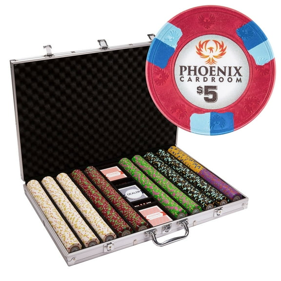 Playzaic 1000-piece Aluminum Phoenix Poker Chip Case - 10-gram Real Clay Set