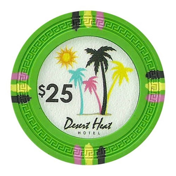 Playzaic 13.5-gram Desert Heat Poker Chips (50-pack) Heavy Clay Composite Set ($25 Green)