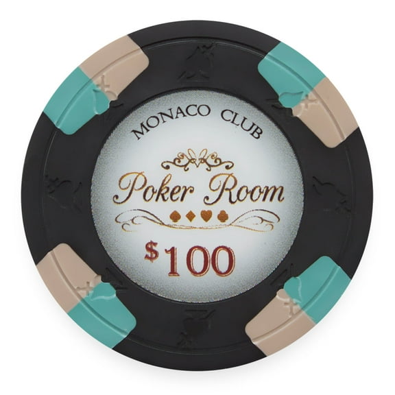 Playzaic 13.5-gram Monaco Club Poker Chips (50-pack) Premium Composite Set ($100 Black)
