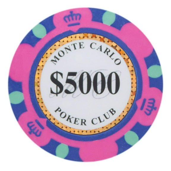 Playzaic 13.5-gram Monte Carlo Poker Chips (50-pack) Heavy Clay Composite ($5,000 Pink)