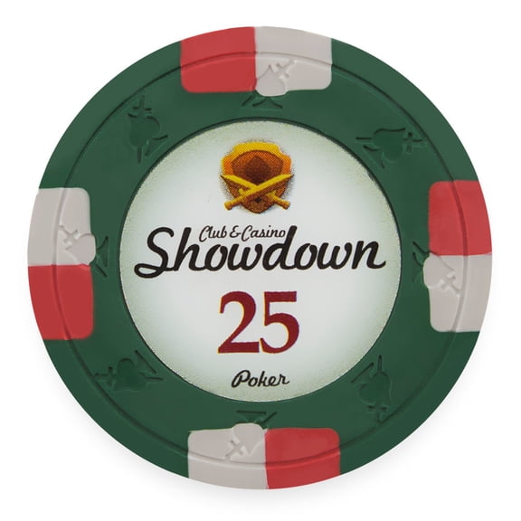 Playzaic 13.5-gram Showdown Poker Chips (50-pack) Heavy Clay Composite Set ($25 Green)