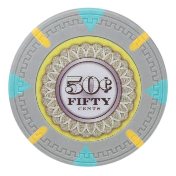 Playzaic 13.5-gram The Mint Poker Chips (50-pack) Heavy Clay Composite Set ($0.50 Gray)