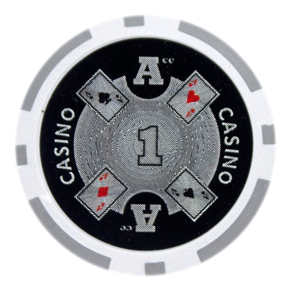 Playzaic 14-gram Ace Casino Poker Chips (50-pack) Heavy Clay Composite Set ($1 White)