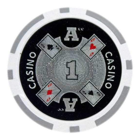 Playzaic 14-gram Ace Casino Poker Chips (50-pack) Heavy Clay Composite Set ($1 White)