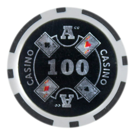 Playzaic 14-gram Ace Casino Poker Chips (50-pack) Heavy Clay Composite Set ($100 Black)