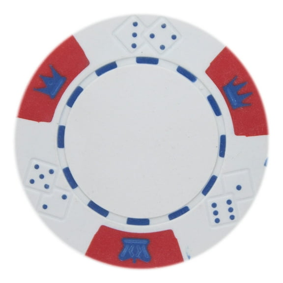 Playzaic 14-gram Crown & Dice Poker Chips (50-pack) Heavy Clay Composite Set (White)