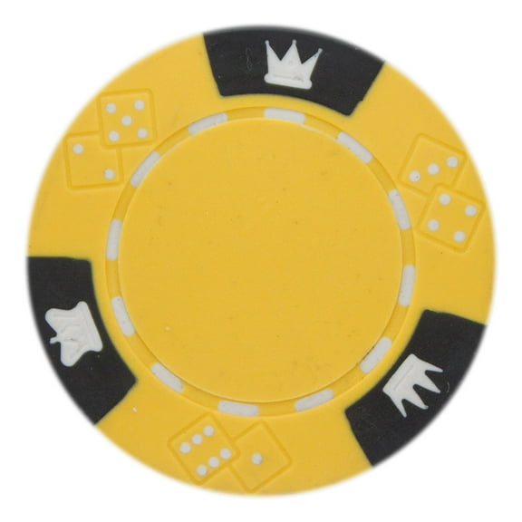 Playzaic 14-gram Crown & Dice Poker Chips (50-pack) Heavy Clay Composite Set (Yellow)