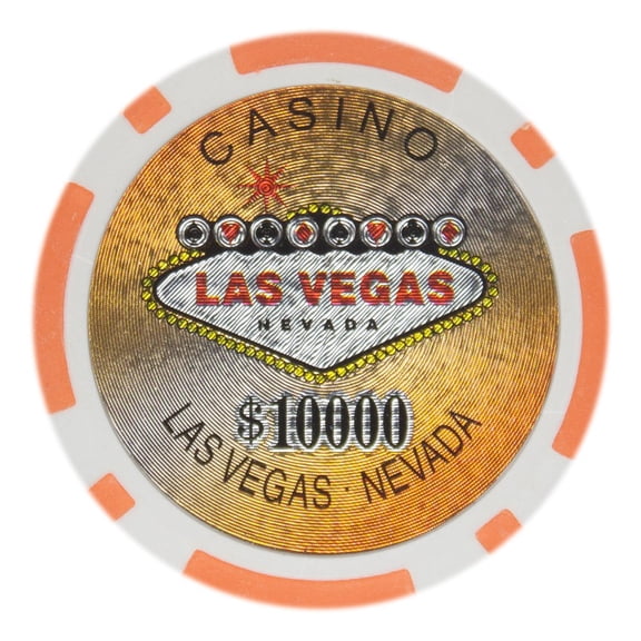 Playzaic 14-gram Las Vegas Poker Chips (50-pack) Heavy Clay Composite Set ($10,000 Orange)