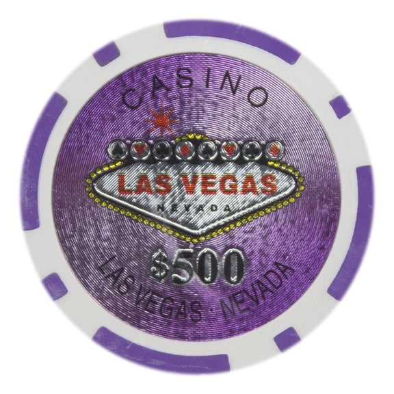 Playzaic 14-gram Las Vegas Poker Chips (50-pack) Heavy Clay Composite Set ($500 Purple)