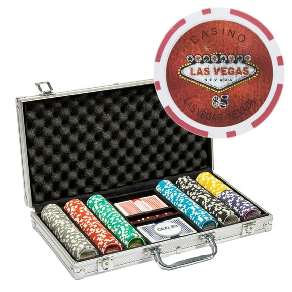 Playzaic 300-piece Aluminum Las Vegas Poker Chip Case - 14-gram Heavy Clay Composite Set