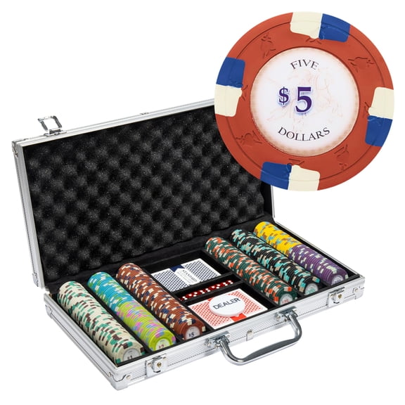 Playzaic 300-piece Aluminum Poker Knights Poker Chip Case - 13.5-gram Heavy Clay Composite Set
