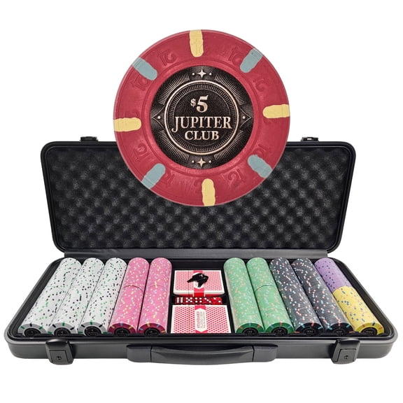 Playzaic 500 ct. Jupiter Club 43mm Oversize Poker Chips - Real Casino Clay, Premium XL Size
