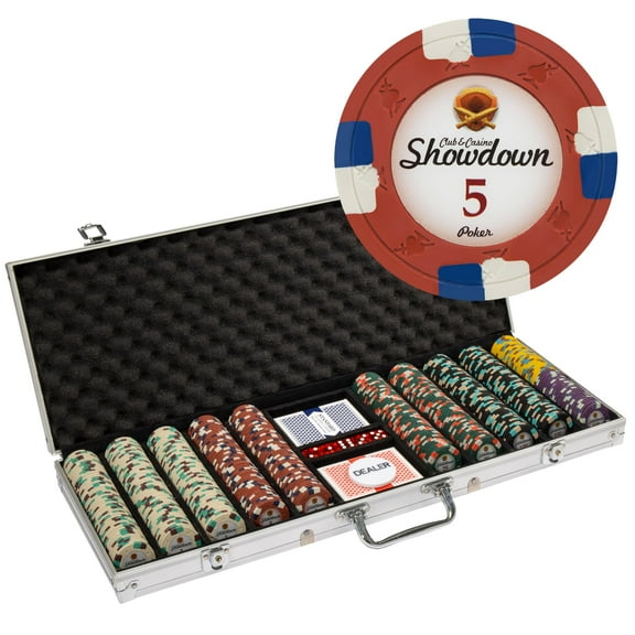 Playzaic 500-piece Aluminum Showdown Poker Chip Case - 13.5-gram Heavy Clay Composite Set