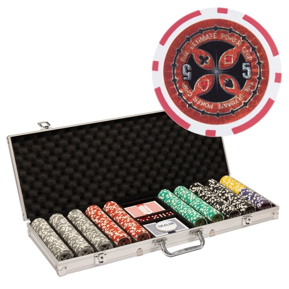 Playzaic 500-piece Aluminum The Ultimate Poker Chip Case - 14-gram Heavy Clay Composite Set