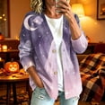 thumbnail image 1 of Playzo Women's Cardigan Button-Detail Long Sleeve Casual Lightweight Outerwear with Halloween Print for Spring Fall Everyday Wear and Weekend Lounging White_#12005, 1 of 1