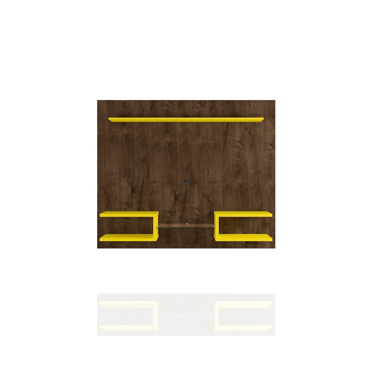 Manhattan Comfort Plaza 64" Wood Floating Entertainment Center in Brown/Yellow