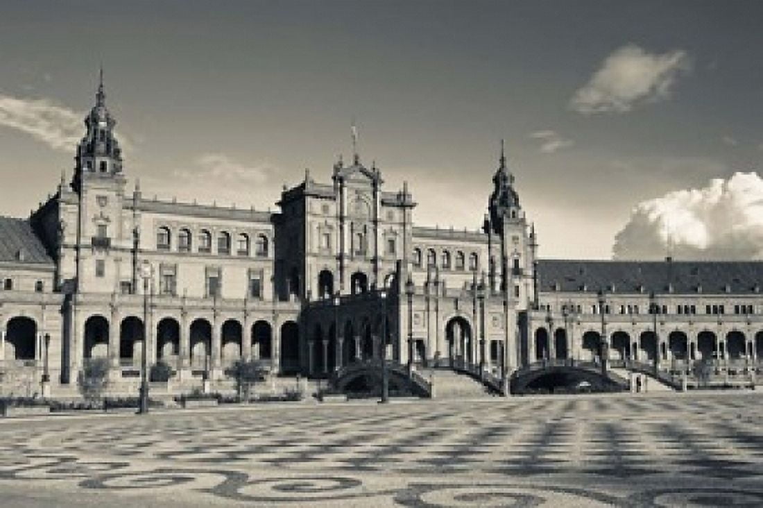 Plaza Espana Seville Spain Canvas Art - Walter Bibikow DanitaDelimont (19 x 12)
